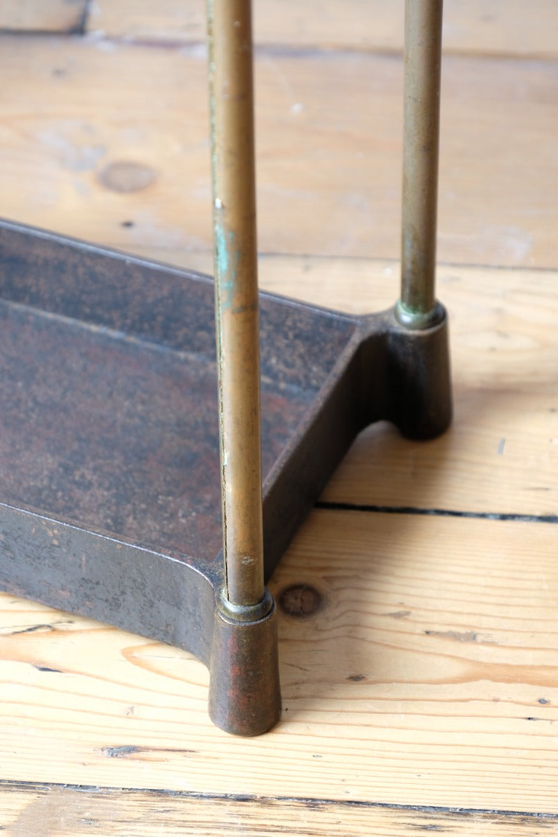 Brass & Cast Iron Stick Stand With Finials 19th Century