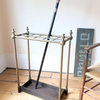 Brass & Cast Iron Stick Stand With Finials 19th Century