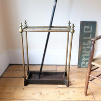 Brass & Cast Iron Stick Stand With Finials 19th Century