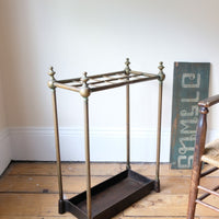 Brass & Cast Iron Stick Stand With Finials 19th Century