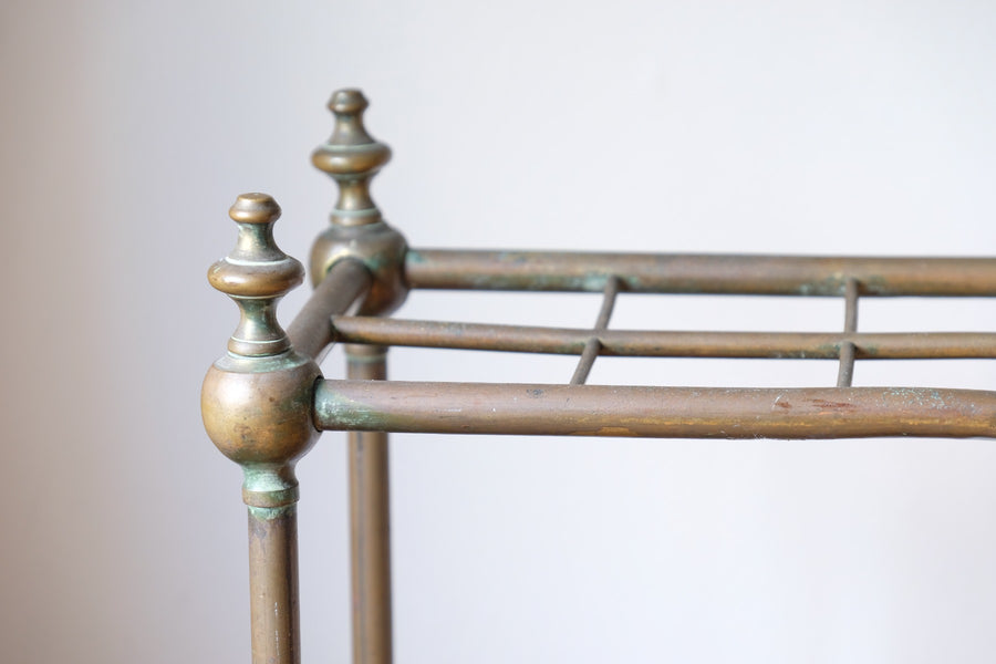 Brass & Cast Iron Stick Stand With Finials 19th Century