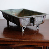 Bamboo-form leg detail of antique Japanese bronze suiban bonsai display pot