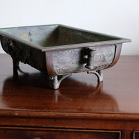 Bamboo-form leg detail of antique Japanese bronze suiban bonsai display pot