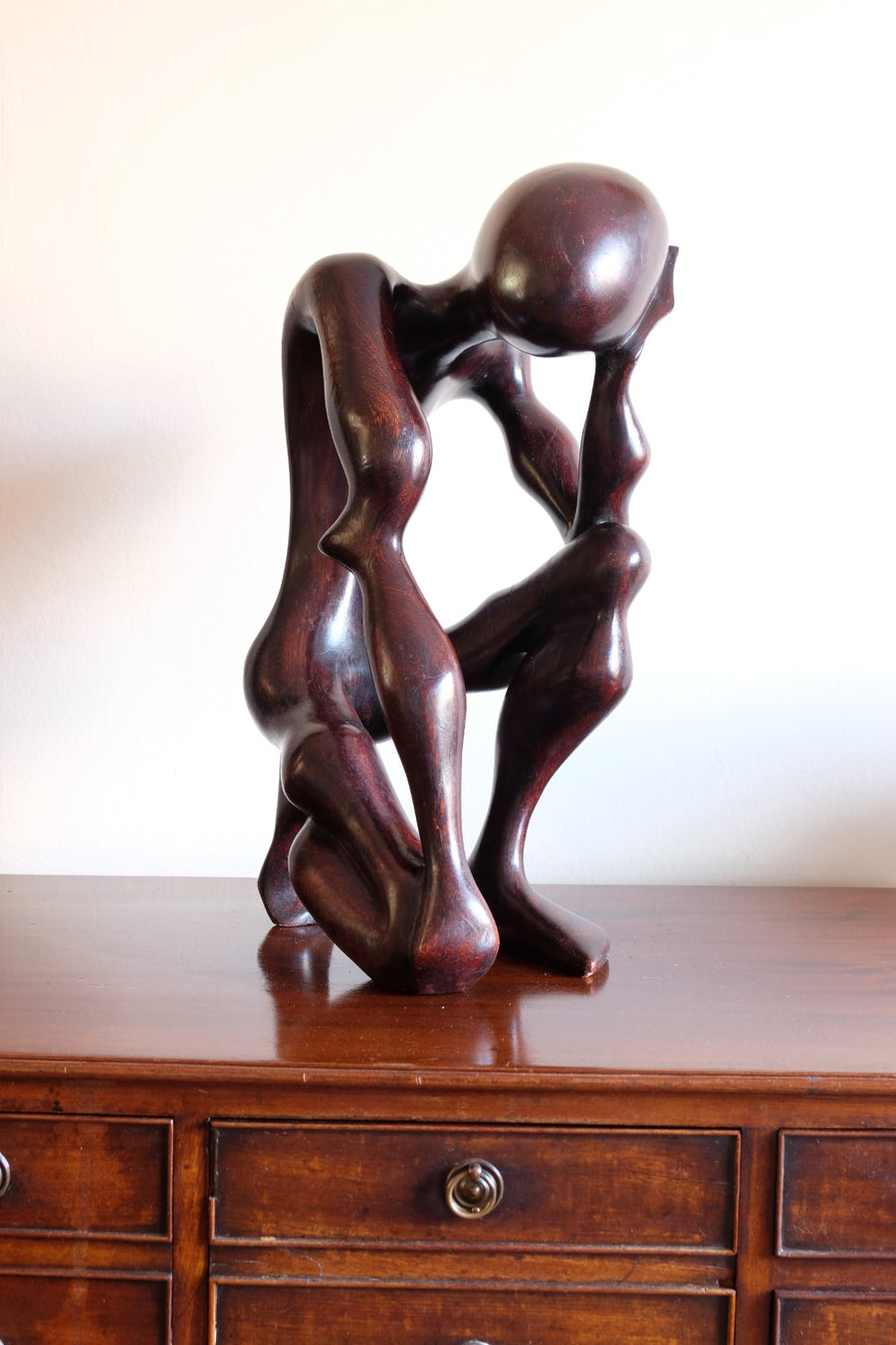 African Abstract Mahogany Sculpture Inspired by Rodin and Henry Moore