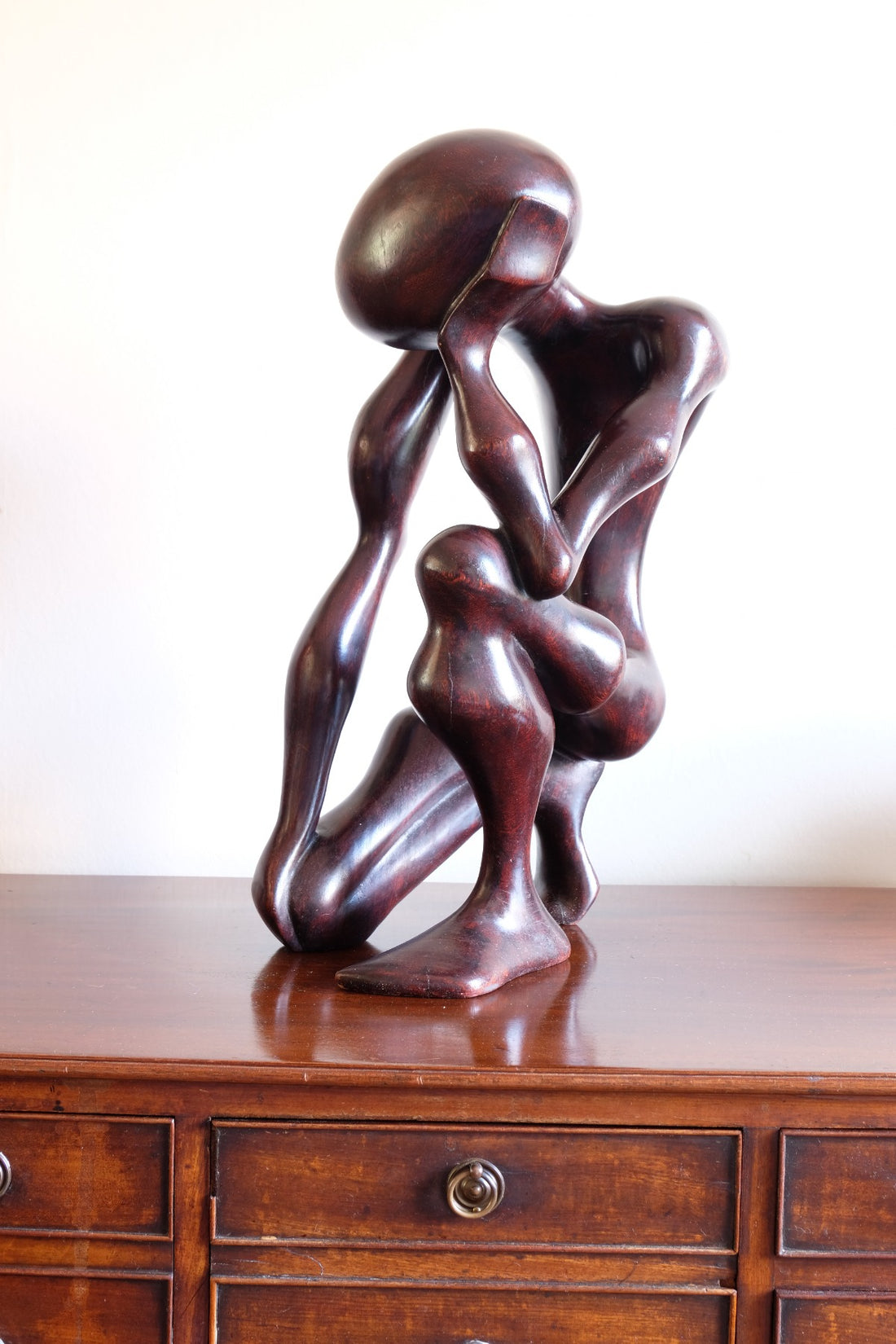 African Abstract Mahogany Sculpture Inspired by Rodin and Henry Moore