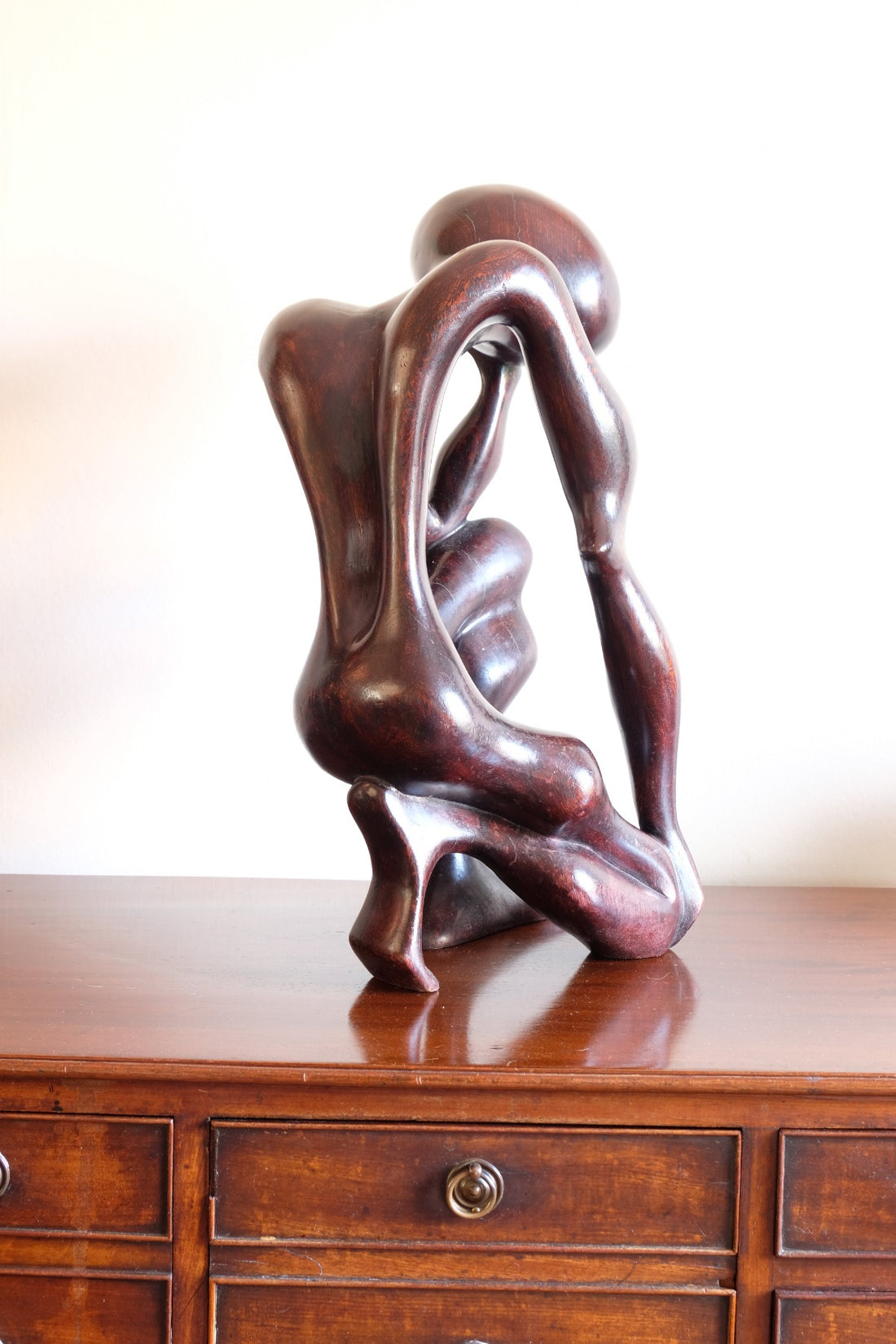 African Abstract Mahogany Sculpture Inspired by Rodin and Henry Moore