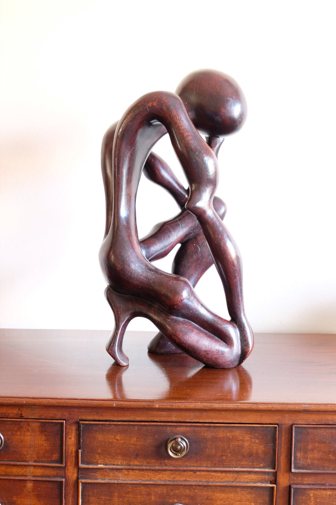 African Abstract Mahogany Sculpture Inspired by Rodin and Henry Moore