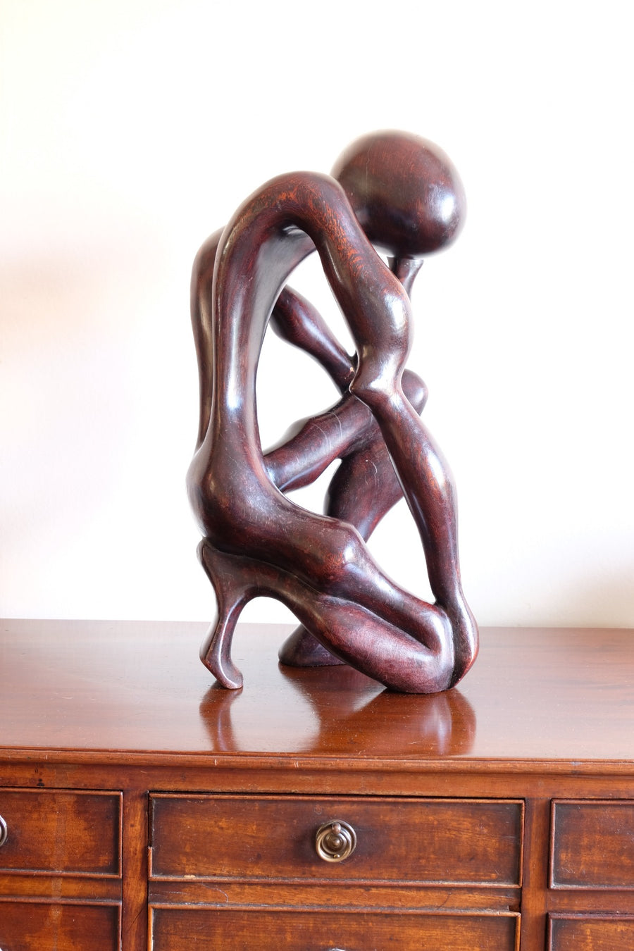 African Abstract Mahogany Sculpture Inspired by Rodin and Henry Moore