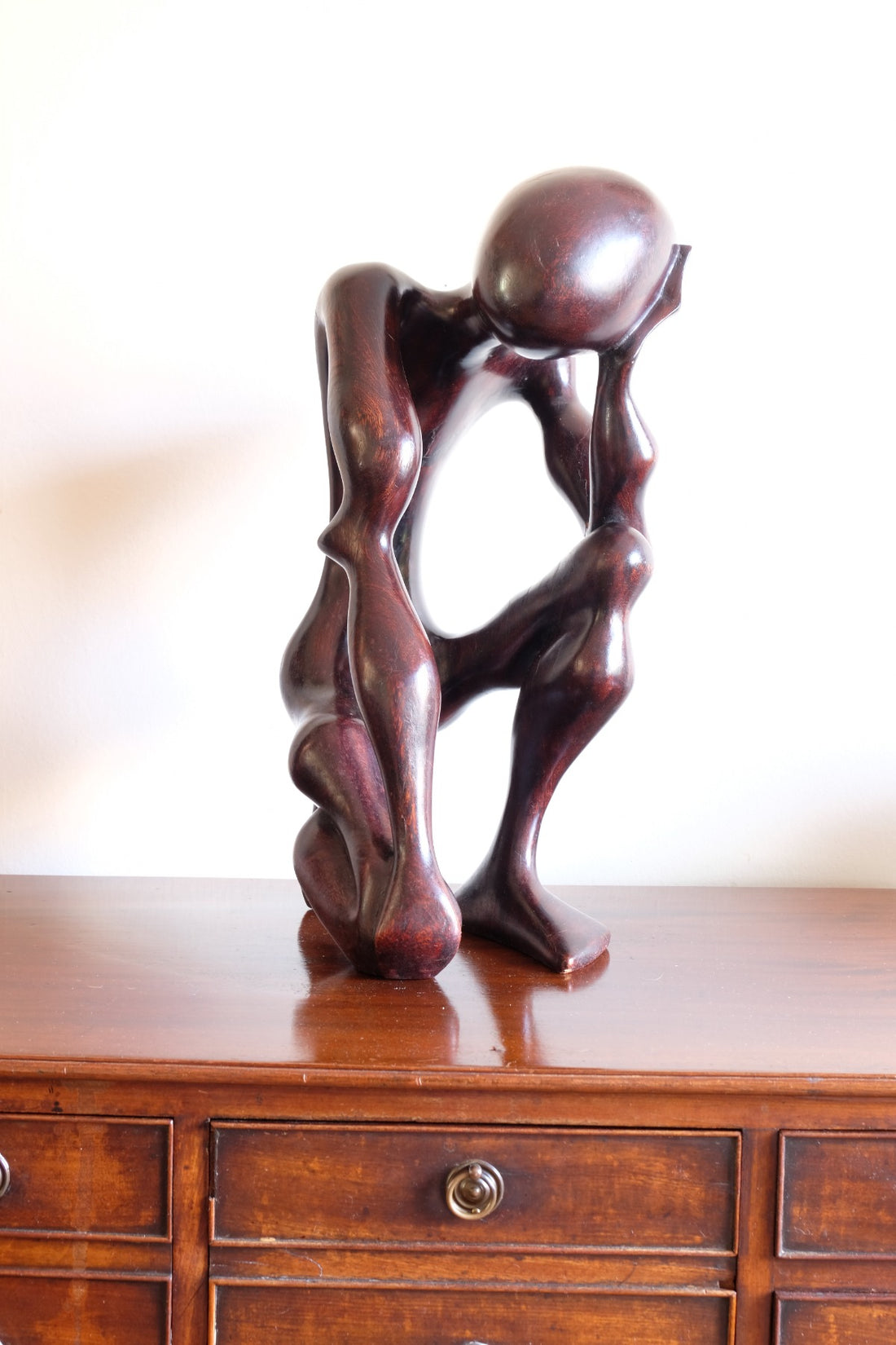 African Abstract Mahogany Sculpture Inspired by Rodin and Henry Moore