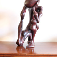 African Abstract Mahogany Sculpture Inspired by Rodin and Henry Moore