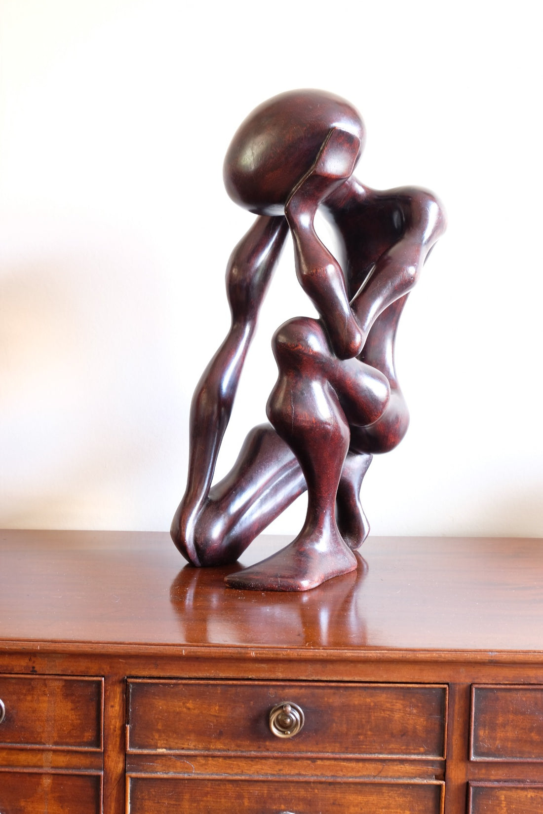 African Abstract Mahogany Sculpture Inspired by Rodin and Henry Moore
