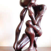 African Abstract Mahogany Sculpture Inspired by Rodin and Henry Moore