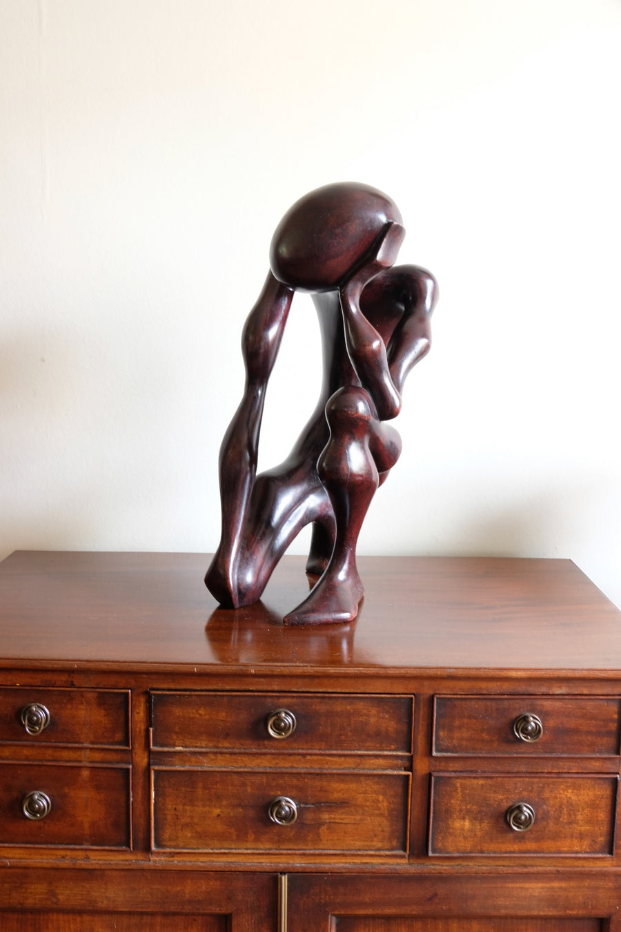 African Abstract Mahogany Sculpture Inspired by Rodin and Henry Moore