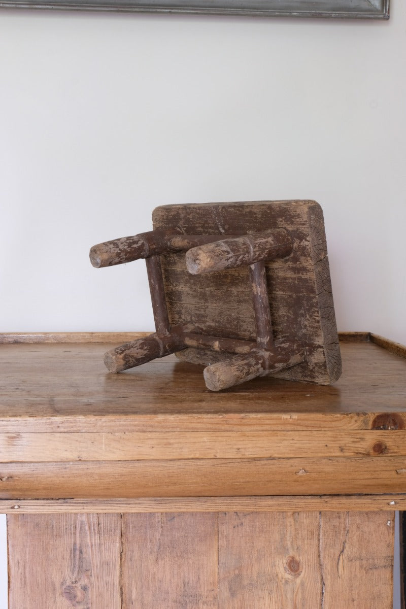 19th Century Painted Pine Milking Stool