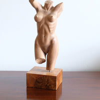 Hand Carved Wooden Female Torso Sculpture | Modernist Art
