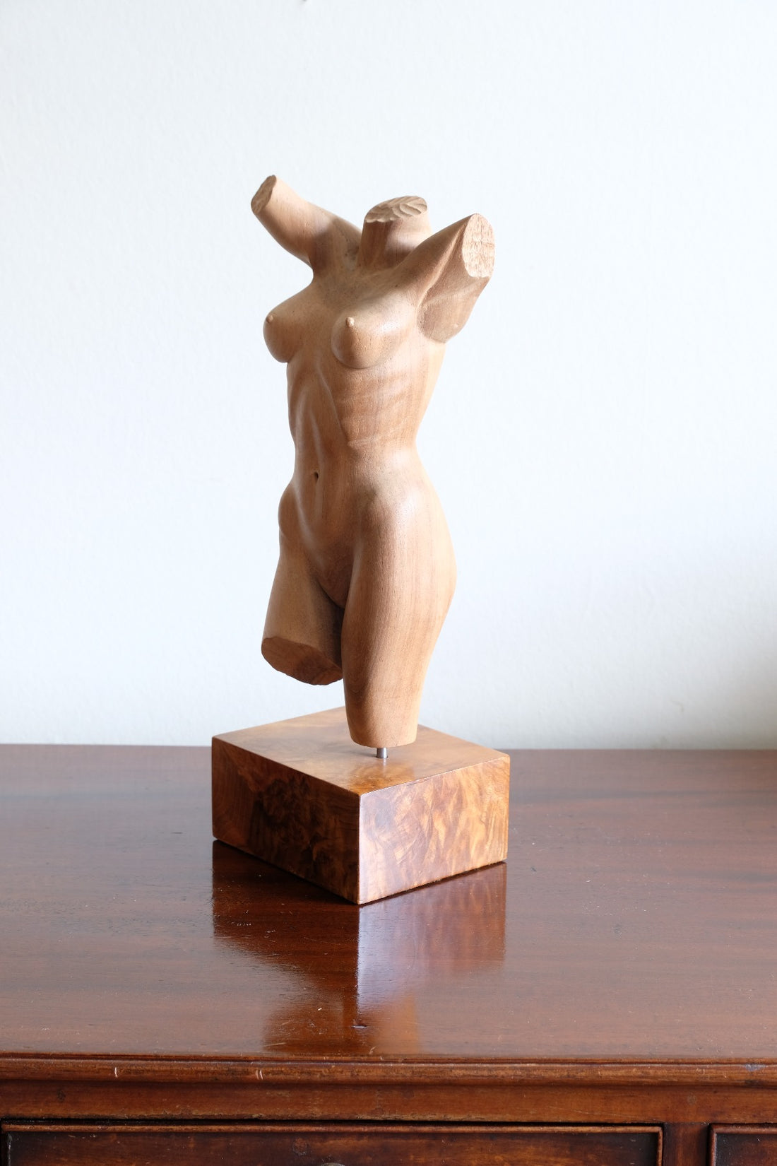 Hand Carved Wooden Female Torso Sculpture | Modernist Art