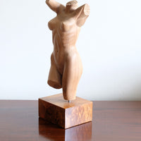 Hand Carved Wooden Female Torso Sculpture | Modernist Art