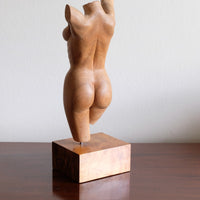 Hand Carved Wooden Female Torso Sculpture | Modernist Art