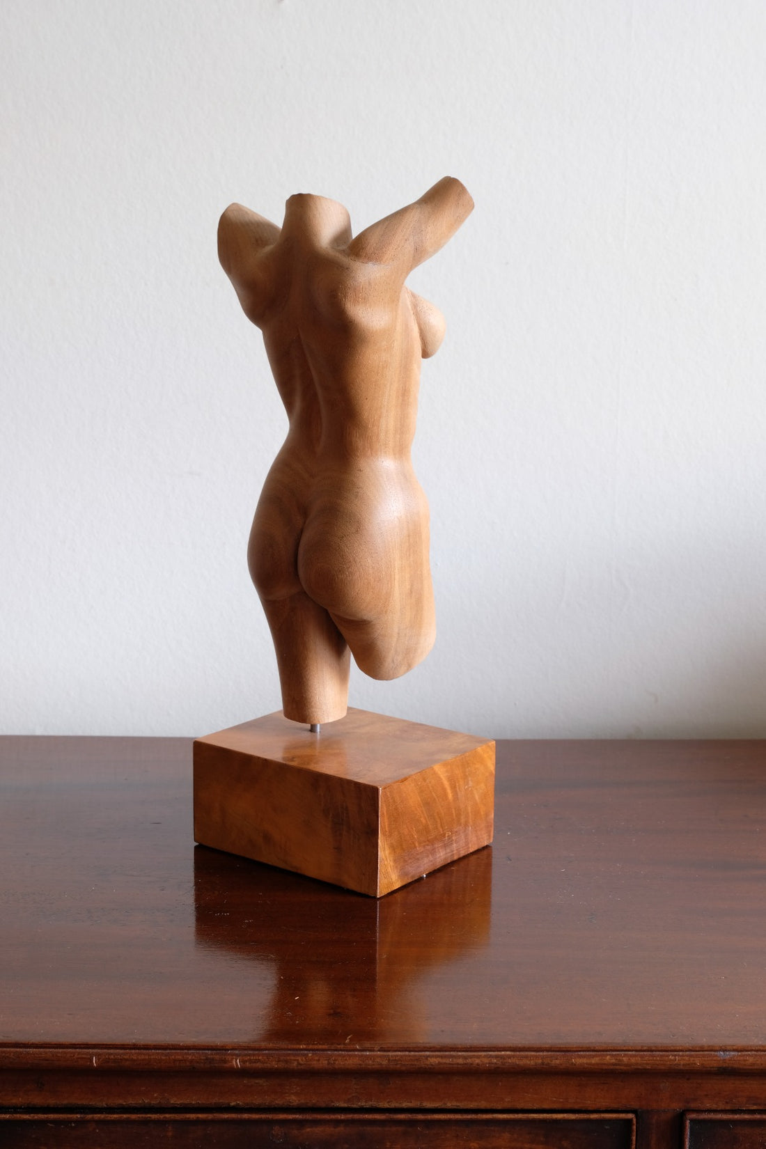 Hand Carved Wooden Female Torso Sculpture | Modernist Art
