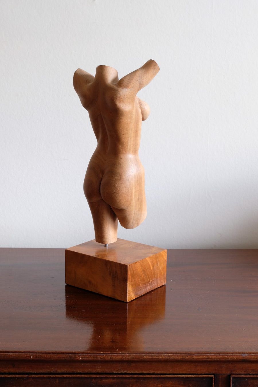Hand Carved Wooden Female Torso Sculpture | Modernist Art