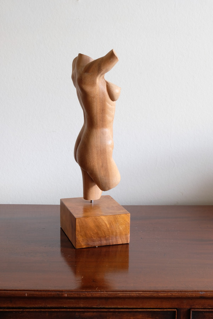 Hand Carved Wooden Female Torso Sculpture | Modernist Art