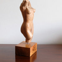 Hand Carved Wooden Female Torso Sculpture | Modernist Art