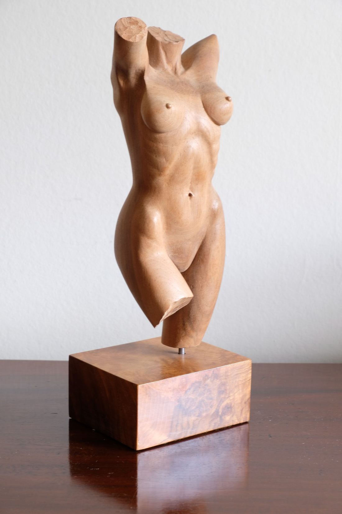 Hand Carved Wooden Female Torso Sculpture | Modernist Art