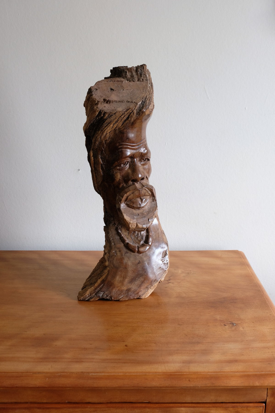 Makonde Root Wood Bust – Tribal Elder Portrait Sculpture
