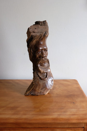 Makonde Root Wood Bust – Tribal Elder Portrait Sculpture