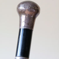 Ebonised & Hallmarked Silver Walking Stick With Engraving