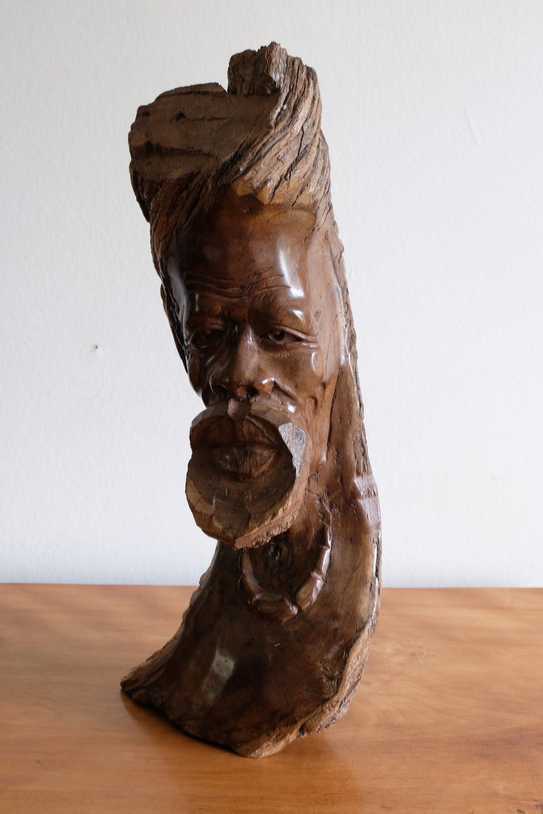 Makonde Root Wood Bust – Tribal Elder Portrait Sculpture