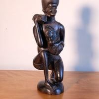 East African solid ebony sculpture mother and child 34.5cm