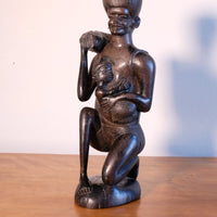 East African solid ebony sculpture mother and child 34.5cm