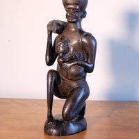 Mid century Kenyan/Tanzanian ebony figure dense black wood