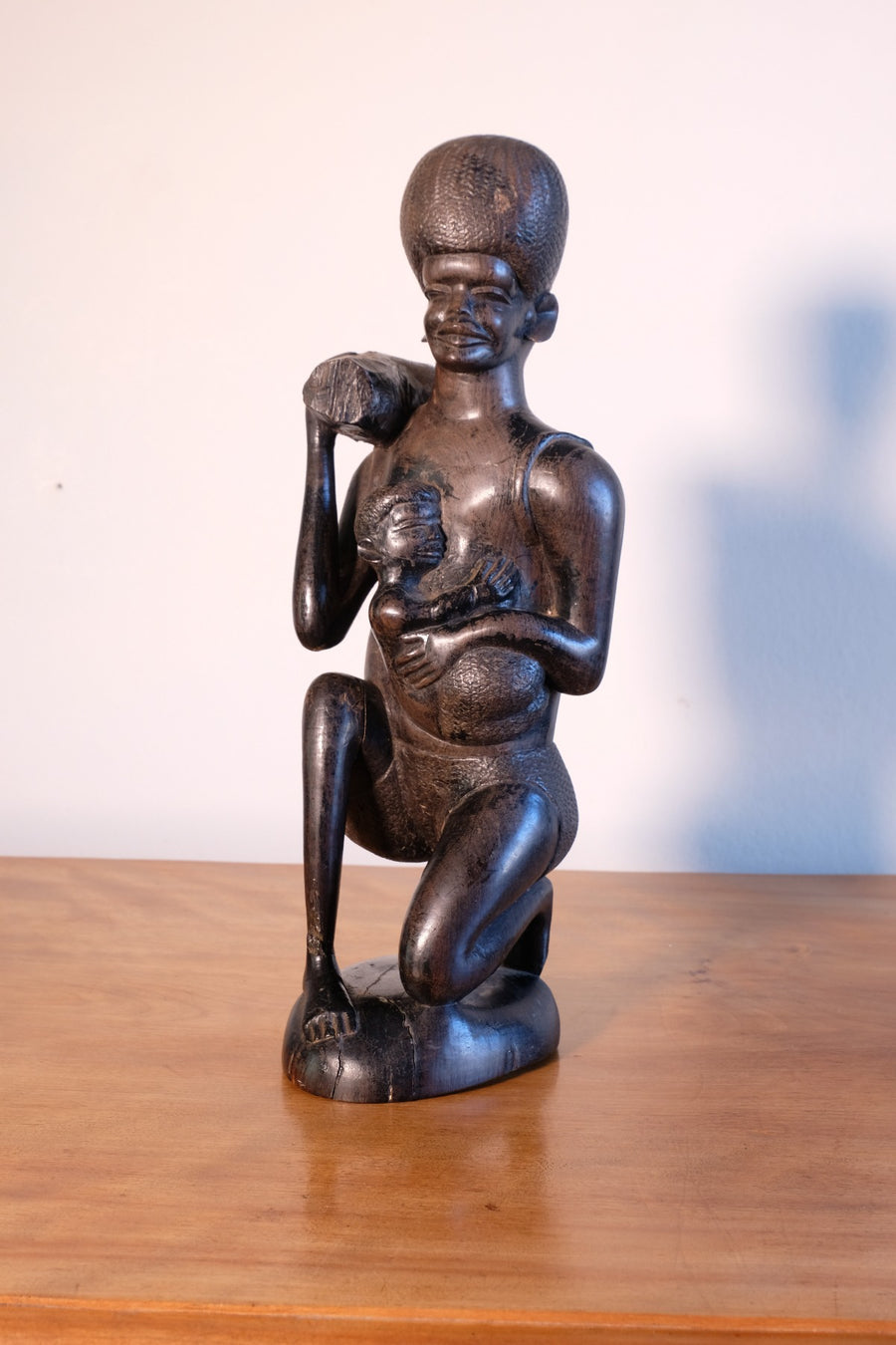 Mid century Kenyan/Tanzanian ebony figure dense black wood