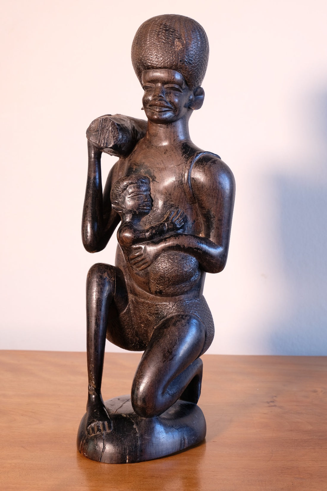 Mid century Kenyan/Tanzanian ebony figure dense black wood