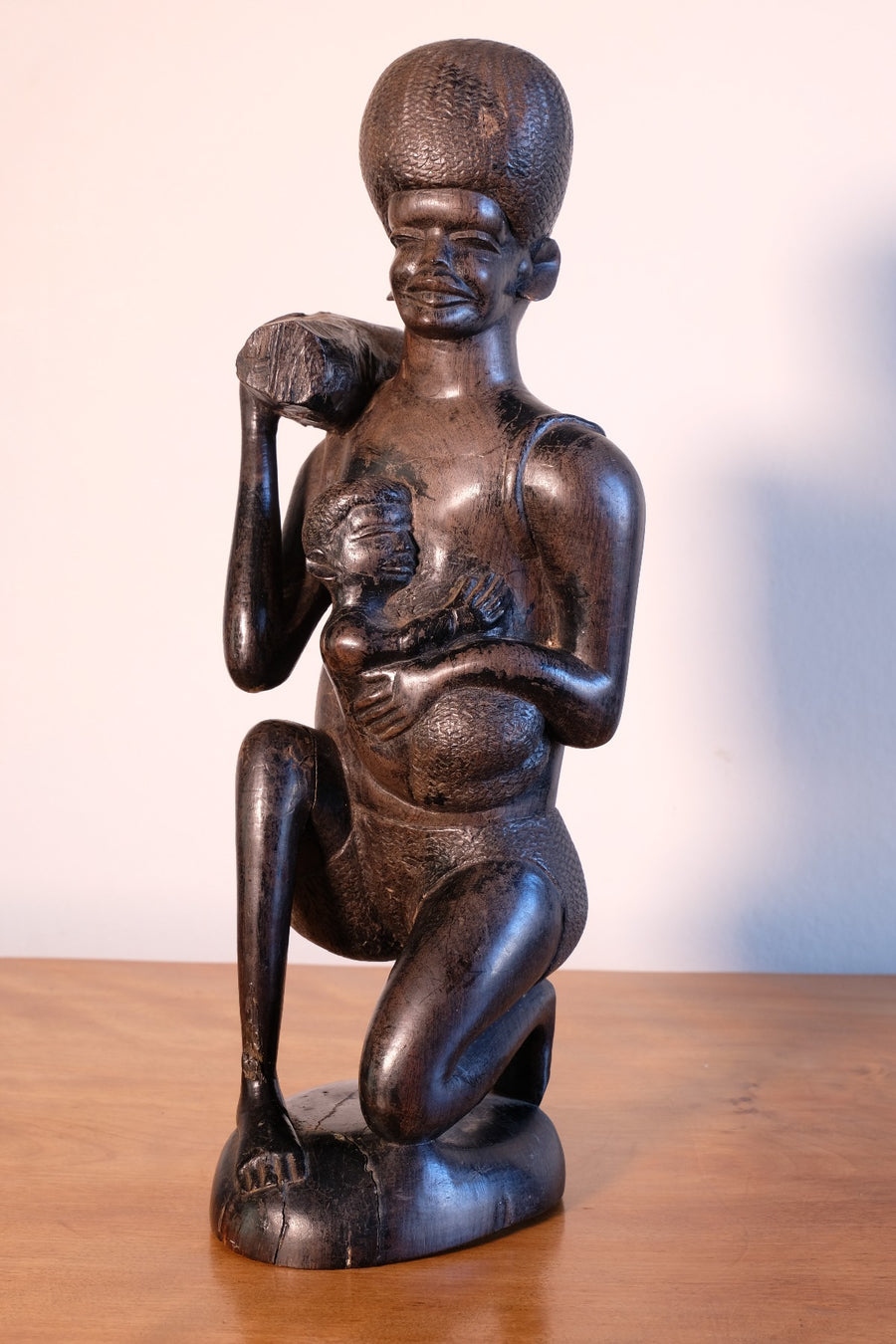 Mid century Kenyan/Tanzanian ebony figure dense black wood