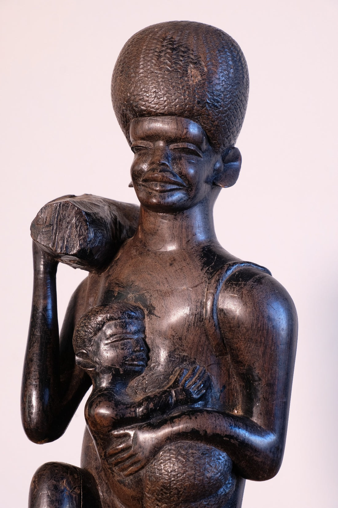 Close up - Mid century Kenyan/Tanzanian ebony figure dense black wood