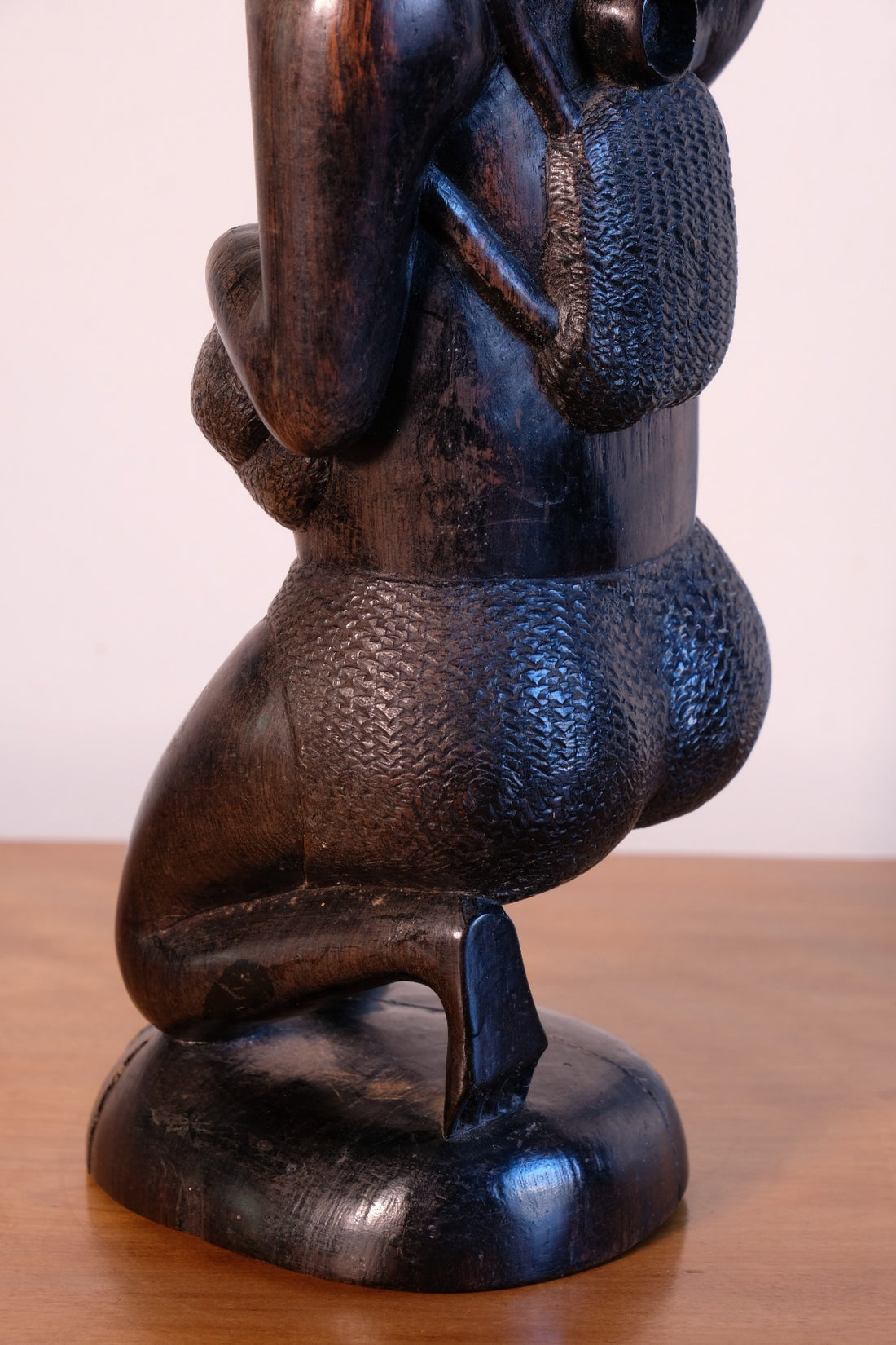 Kneeling Close up - Mid century Kenyan/Tanzanian ebony figure dense black wood