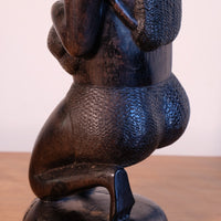 Kneeling Close up - Mid century Kenyan/Tanzanian ebony figure dense black wood