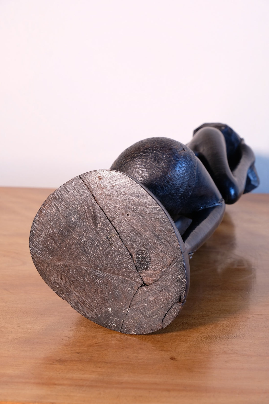 Base of the Mid century Kenyan/Tanzanian ebony figure dense black wood