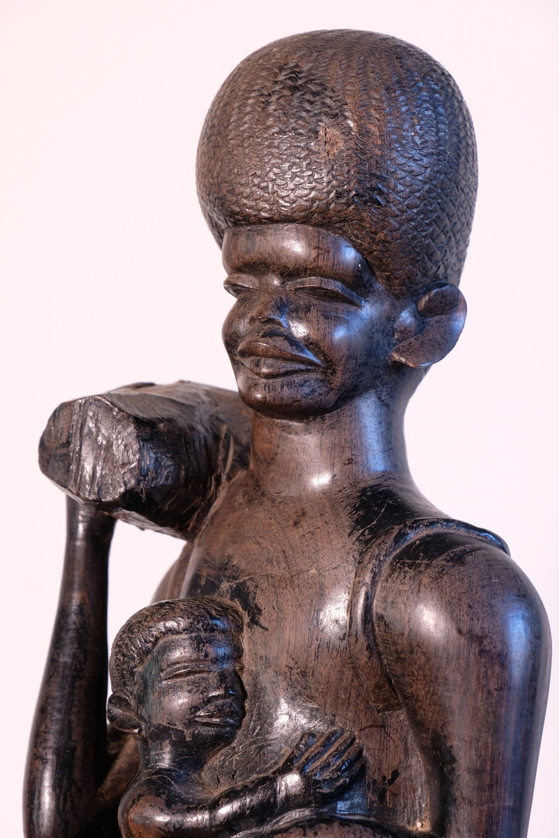 Facial Close up - Mid century Kenyan/Tanzanian ebony figure dense black wood
