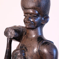 Facial Close up - Mid century Kenyan/Tanzanian ebony figure dense black wood