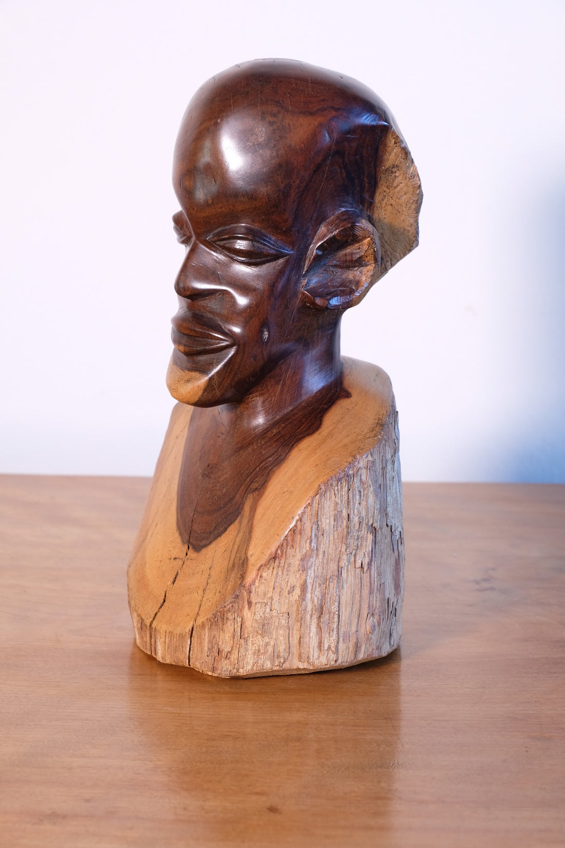 Hand-Carved Makonde Wood Bust – East African Tribal Sculpture