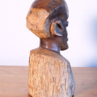 rear view of Hand-Carved Makonde Wood Bust African tribal art