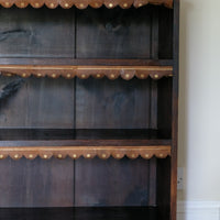 Edwardian Carved Bookcase With Leather Dust Cover Fringes