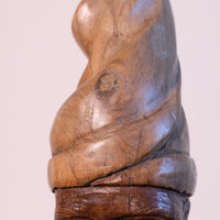 Turban headdress of a African Hand-Carved Wooden Bust Sculpture – Vintage Tribal Portrait Art (24.5cm)