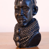 African tribal portrait bust sculpture detailed beading