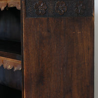 Edwardian Carved Bookcase With Leather Dust Cover Fringes