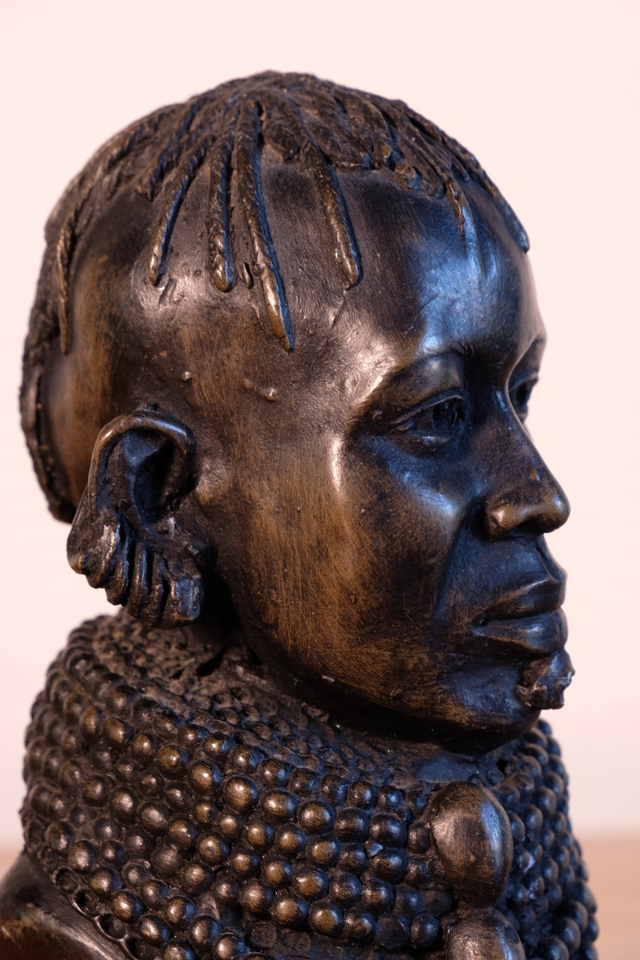 african tribal portrait bust sculpture detailed beading